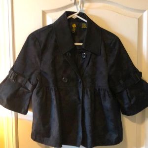Yellow rose black short jacket